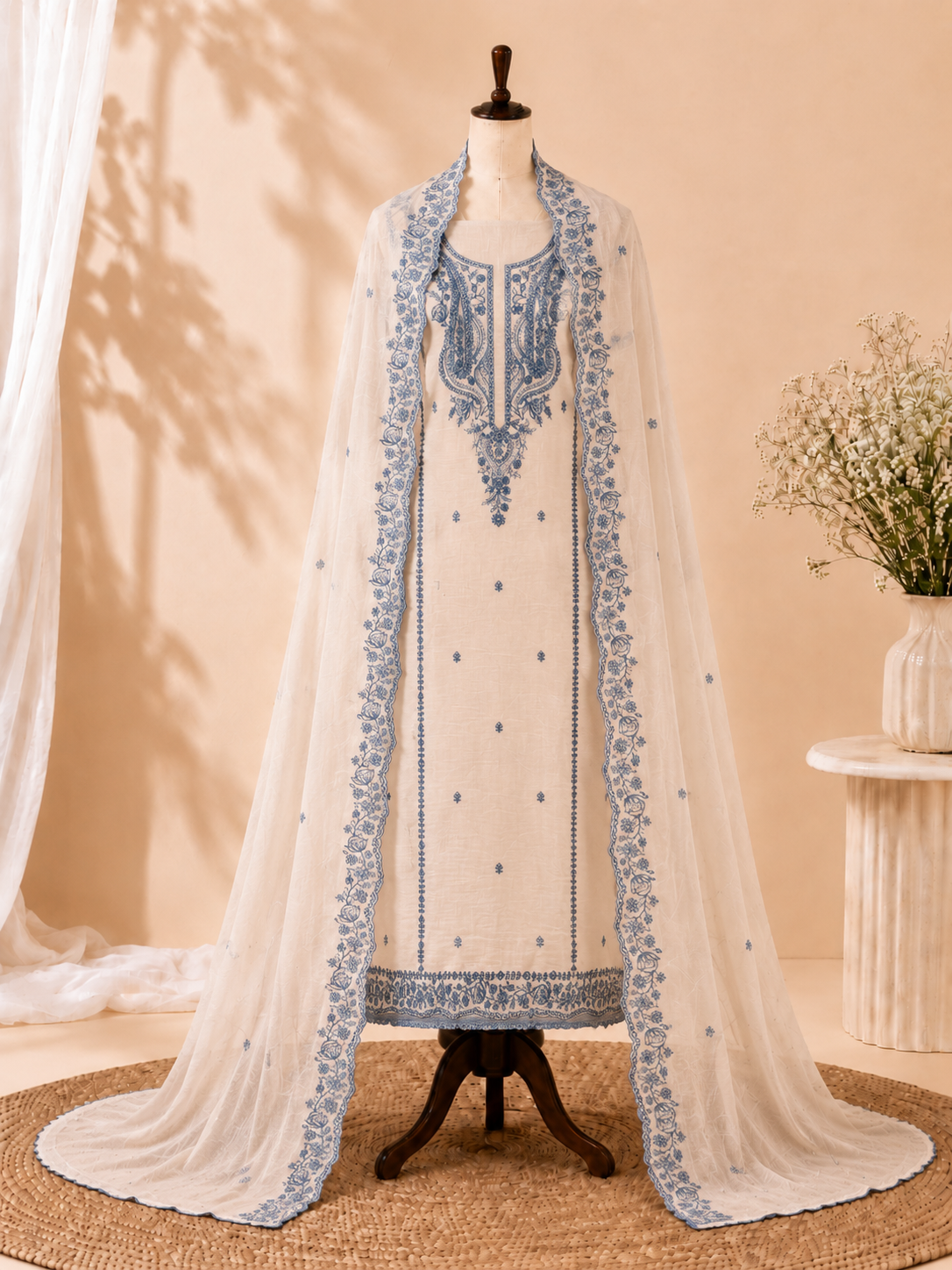Paisley Mirror Linen Cotton Three Piece Suit